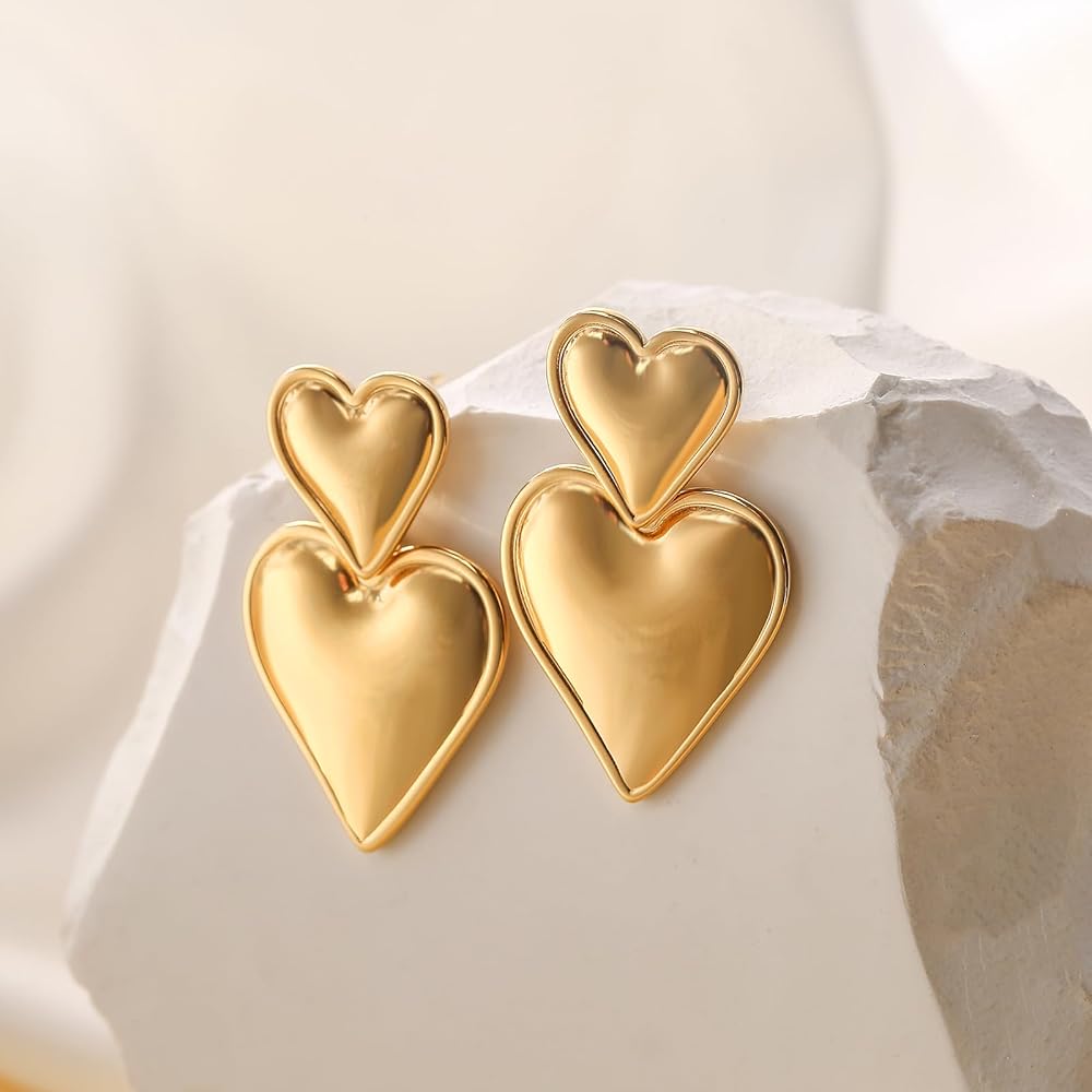 [Golden dew] 18K Gold☆GD love and heart Earrings Golden dew] 18K Gold☆GD love and heart Earrings